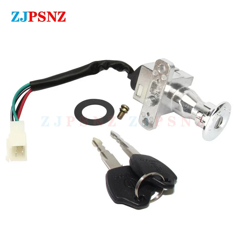 Motorcycle Switch Key Faucet Lock Head Lock Electric Door Lock 4Wires For GY6 CG125 Motorcycle ATV Scooters Ignition 125cc