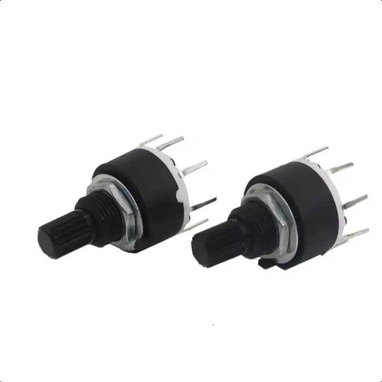 【5-1PCS】1 / 2 Pole 3/4/5/6/8 Position SR16 16mm Rotary Band Switch 15mm Shaft DC60V 0.3A 15mm Shaft Flower Axis Round Switch