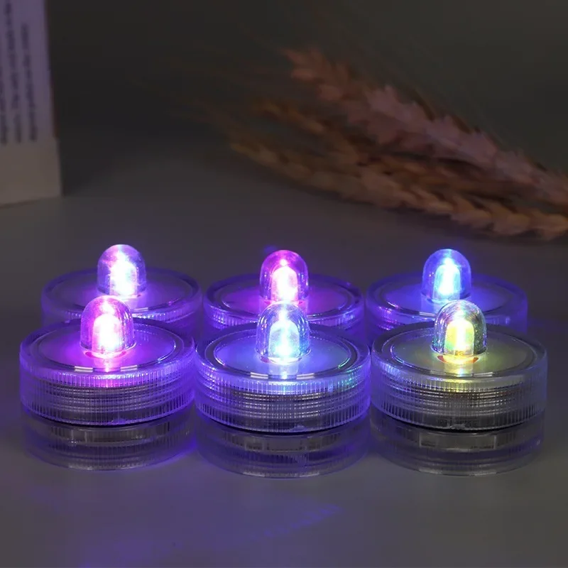 12Pcs/lot Submersible LED Lights Waterproof Underwater LED Tea Lights Candle Lights For Wedding Fountain Vases Tub Fish Tank