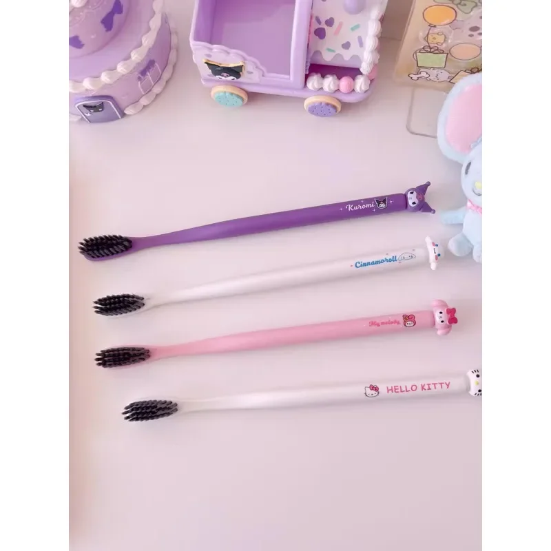 Anime Sanrio Toothbrush Hello Kitty Melody Kuromi Cinnamoroll Cartoon Student Adult Household Toothbrush Cleaning Birthday Gifts