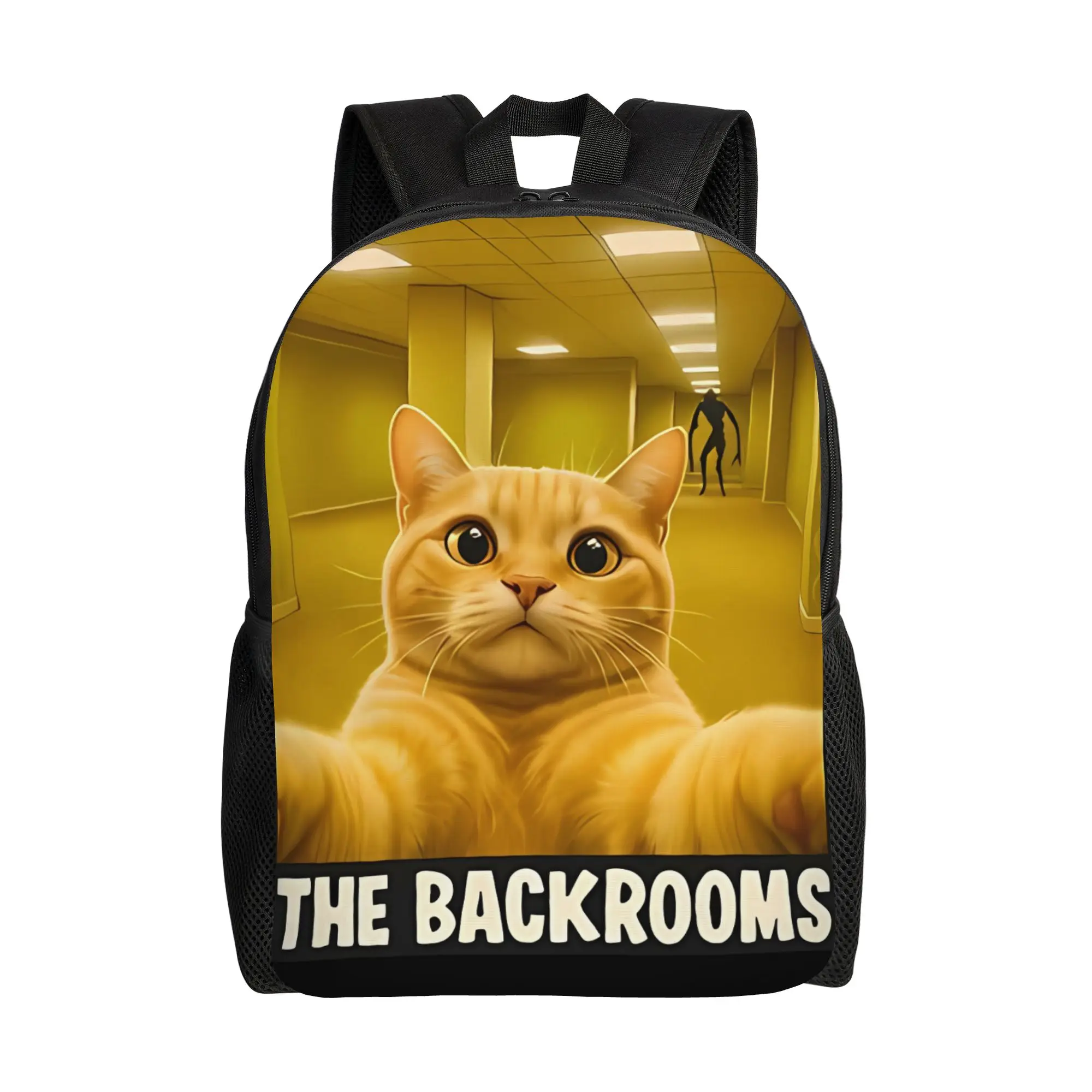 Cat Selfie Liminal Space Horror entity Backrooms Schoolbag Dark Fantasy Daily mochila Large Capacity Laptop Bag Back To School