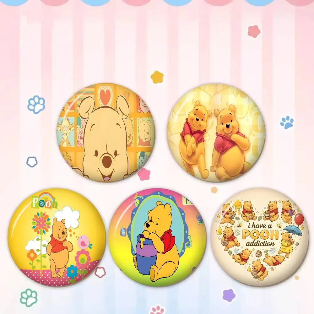 Winnies The Poohs Bear Tinplate Soft Button Pin Brooch Metal Badge Custom Jewelry Accessories Hat Bag Lapel