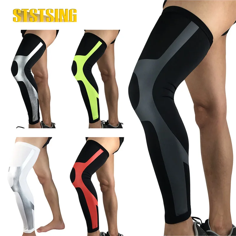 1Pcs Full Leg Compression Sleeve Knee Pads Cycling Leg Warmers Long Leg Sleeves Cycling Bicycle MTB Riding Legwarmers Men Women