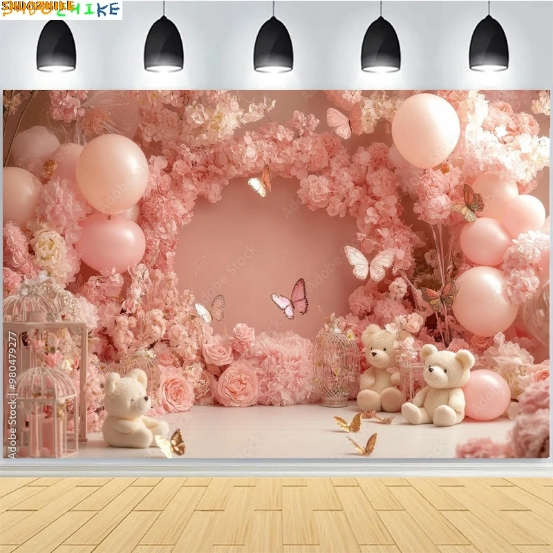 

Mermaid Children Baby Birthday Digital Photography Backdrops Prop Vibrant Balloons Rainbow Clouds Photo Studio Background AO-08