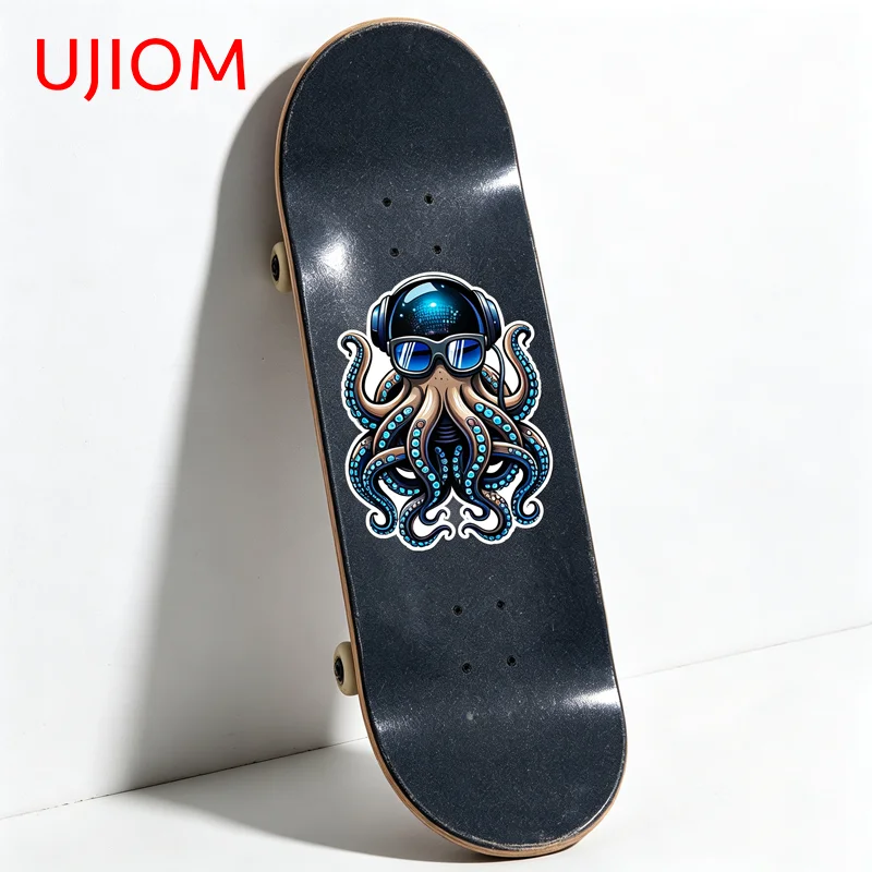UJIOM Attractive Groovy Octopus DJ Wall Stickers Creative Graphics Milk Crate Skateboard Decal Waterproof House Decoration