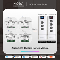 MOES ZigBee Smart RF433 Curtain Switch Module  for Motorized Roller Shutter Blinds Motor 2MQTT Smart Life APP Alexa Google Home