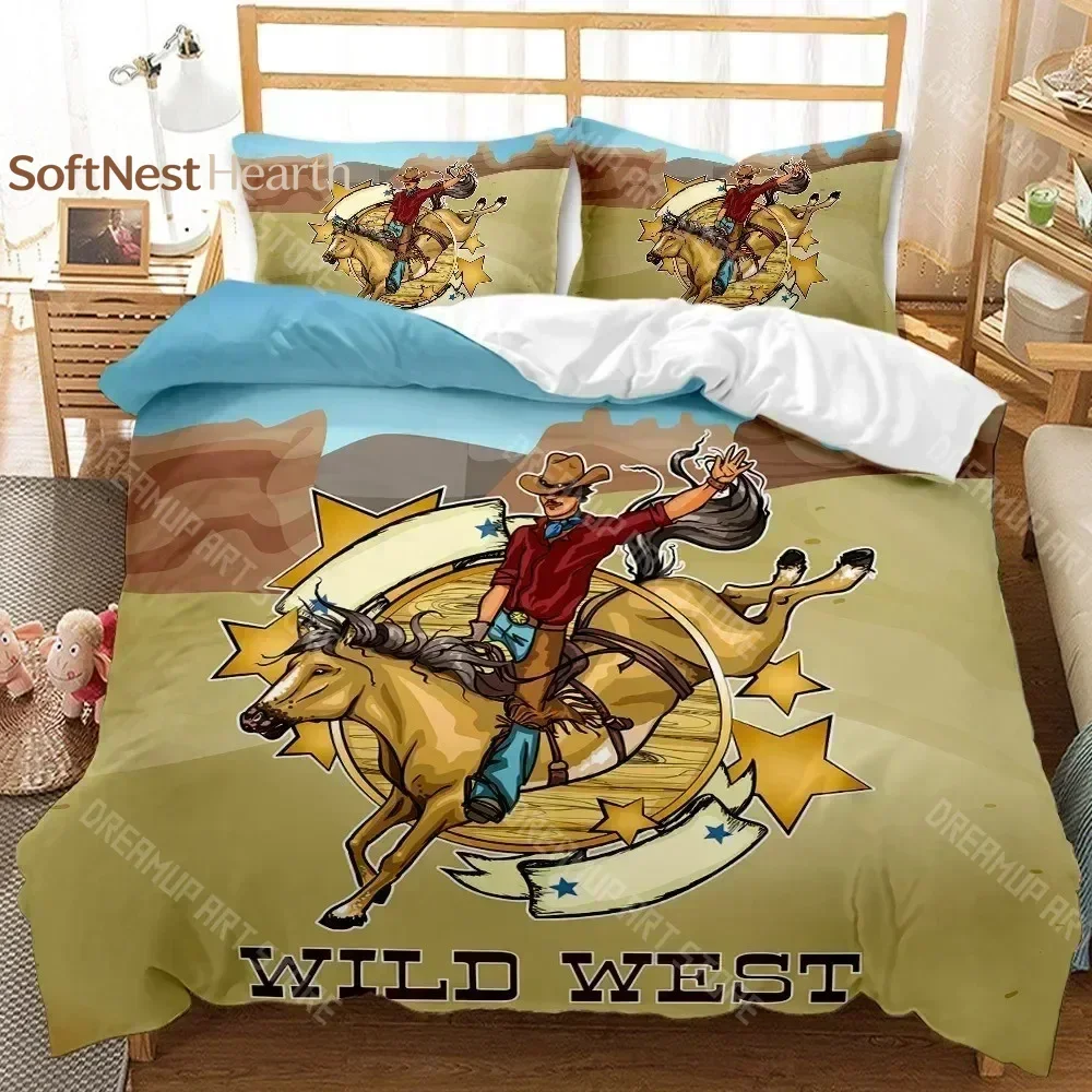 2026 3D Print Western Cowboy Bedding Set Sunset Scenery Duvet Cover Bedroom Comforter Single Twin King Size Quilt Cover Home Tex