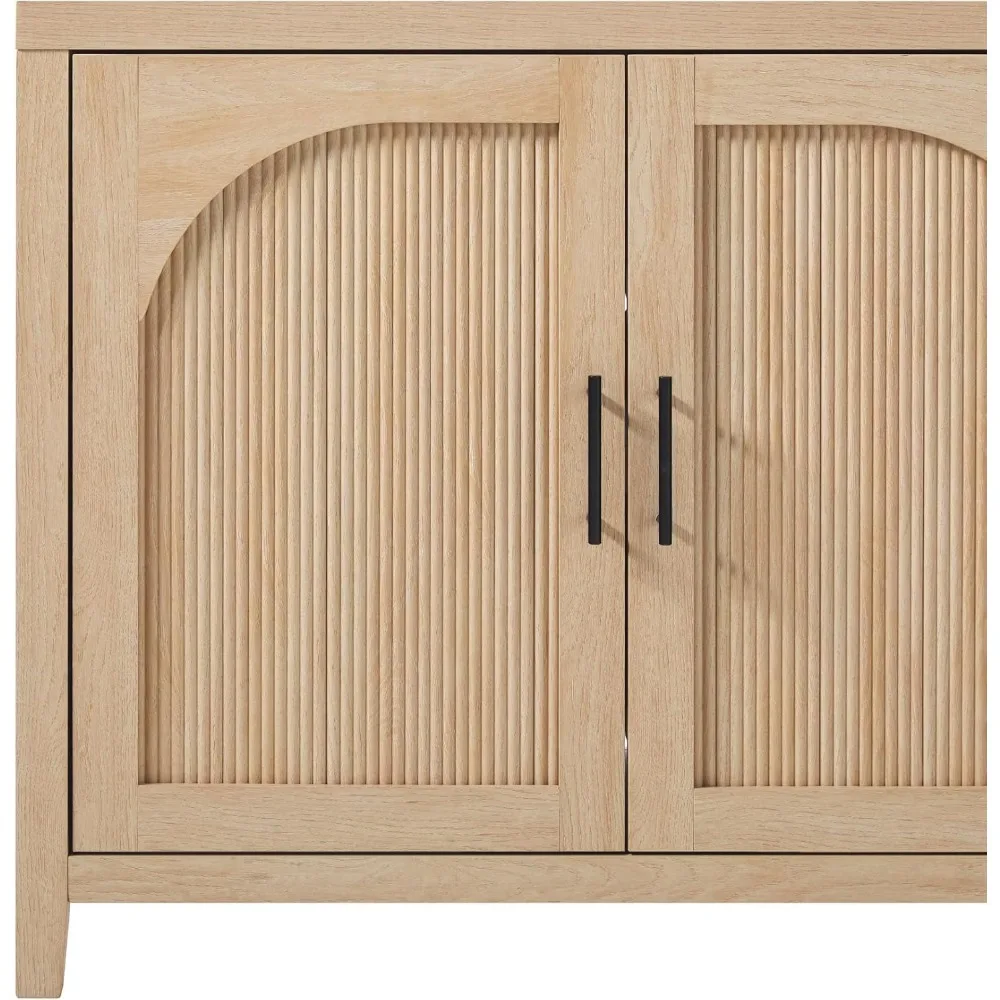 Armoire moderne à bord de roseau de 70 pouces, armoire avec portes, armoire de buffet avec gestion des fils