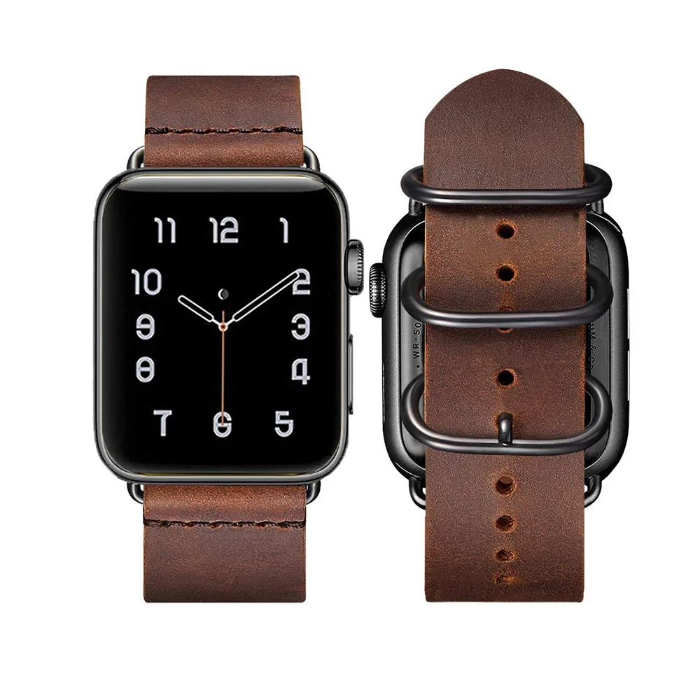 Premium Leather Strap for Apple Watch Band 45mm 41mm 44mm 40mm 42mm 38mm Ultra 49mm for iWatch Series 9 8 7 6 5 4 3 SE Watchband