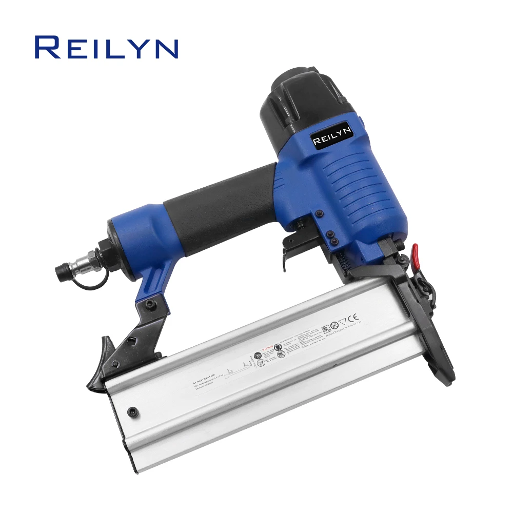 Imagem -02 - Reilyn-grampeador Pneumático para Móveis Brad Nailer Air Nailer Pistola para Estofos Molduras Ferramentas de Carpinteiro com Caixa de Pvc F50 18ga