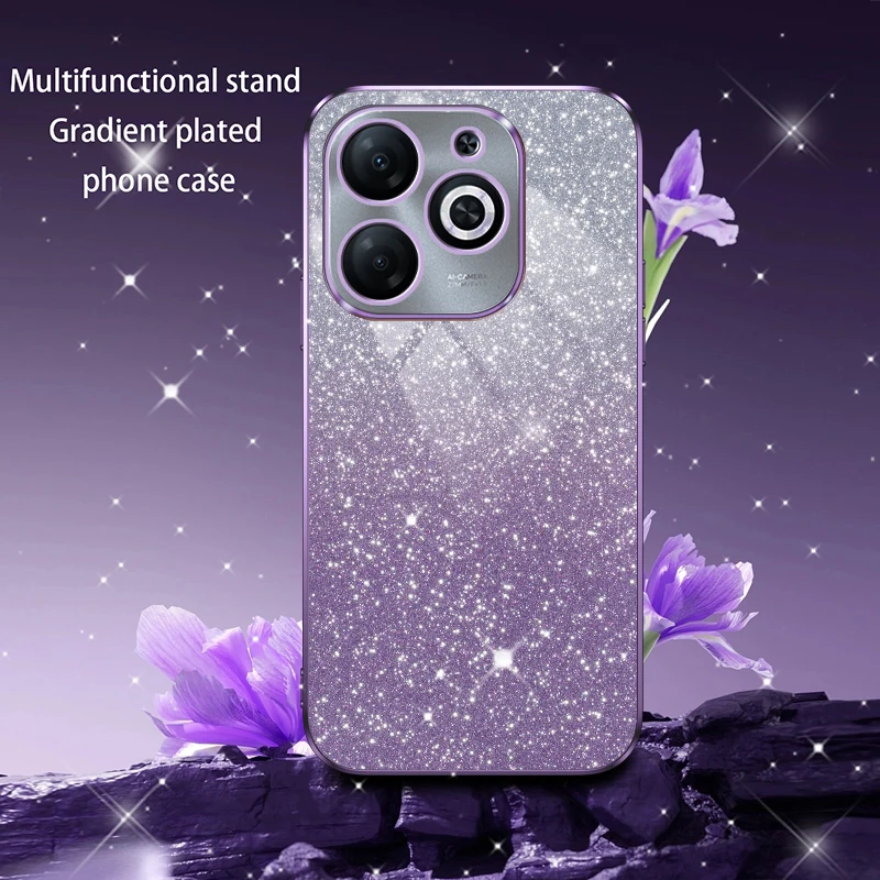 For Tecno Spark Go 2024 Case Tecno Pop 8 Phone Case BG6 Luxury Gradient Glitter Plating Case Silicone Back Cover Funda