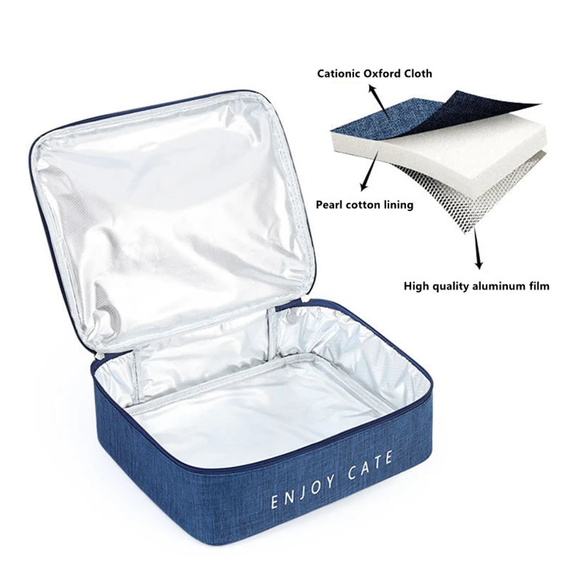 New Handheld Portable Lunch Bag Household Square Cooler Bag Large Capacity Waterproof Oxford Cloth Student Picnic Lunch Bag