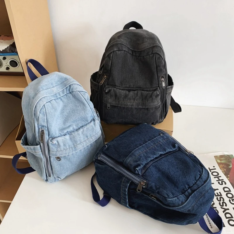 women small backpack denim school book bags for teenage girls travel backpack bag Mochila