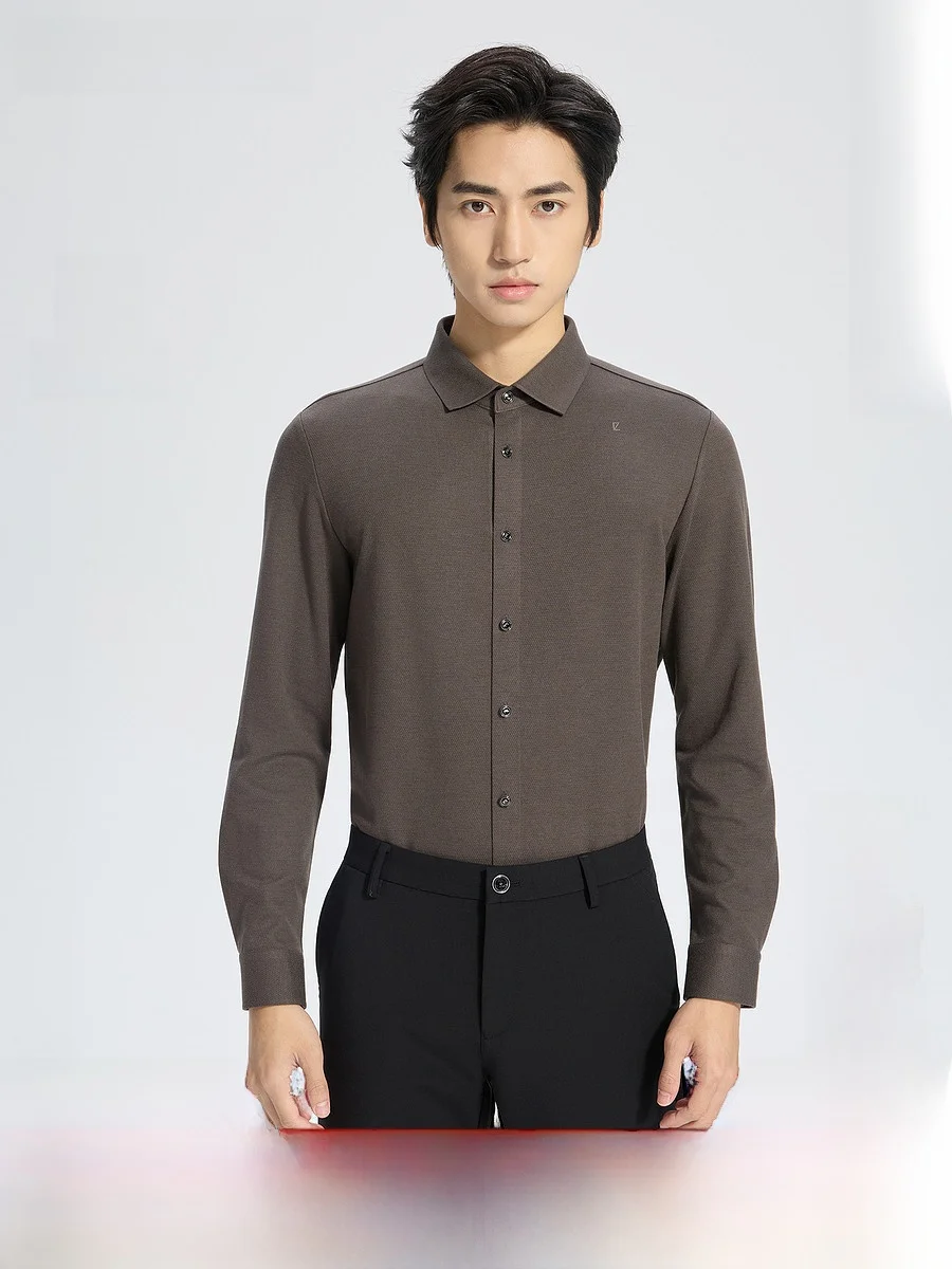 Lilanz Men's Long Sleeve Shirt Casual Embroidered Wool Blend Fashion Urban Style Autumn New Arrival Business Casual Wear