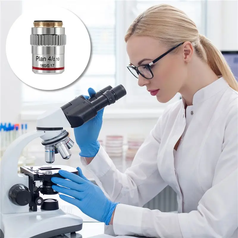 A13E-Microscope Plan Achromatic Objective Lens 4X Biological Metallurgical Microscope Objectives