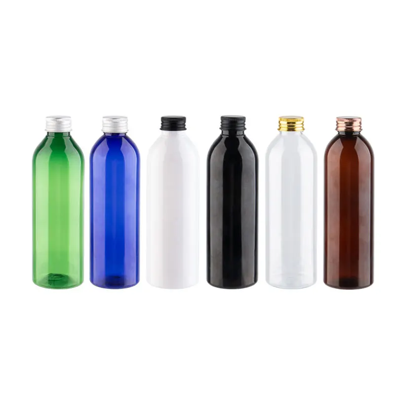 

25pcs 150ml 200ml 250ml Refillable Cosmetic Bottles With Gold Black Bronze Silver Aluminium Screw Cap Containers For Shampoo