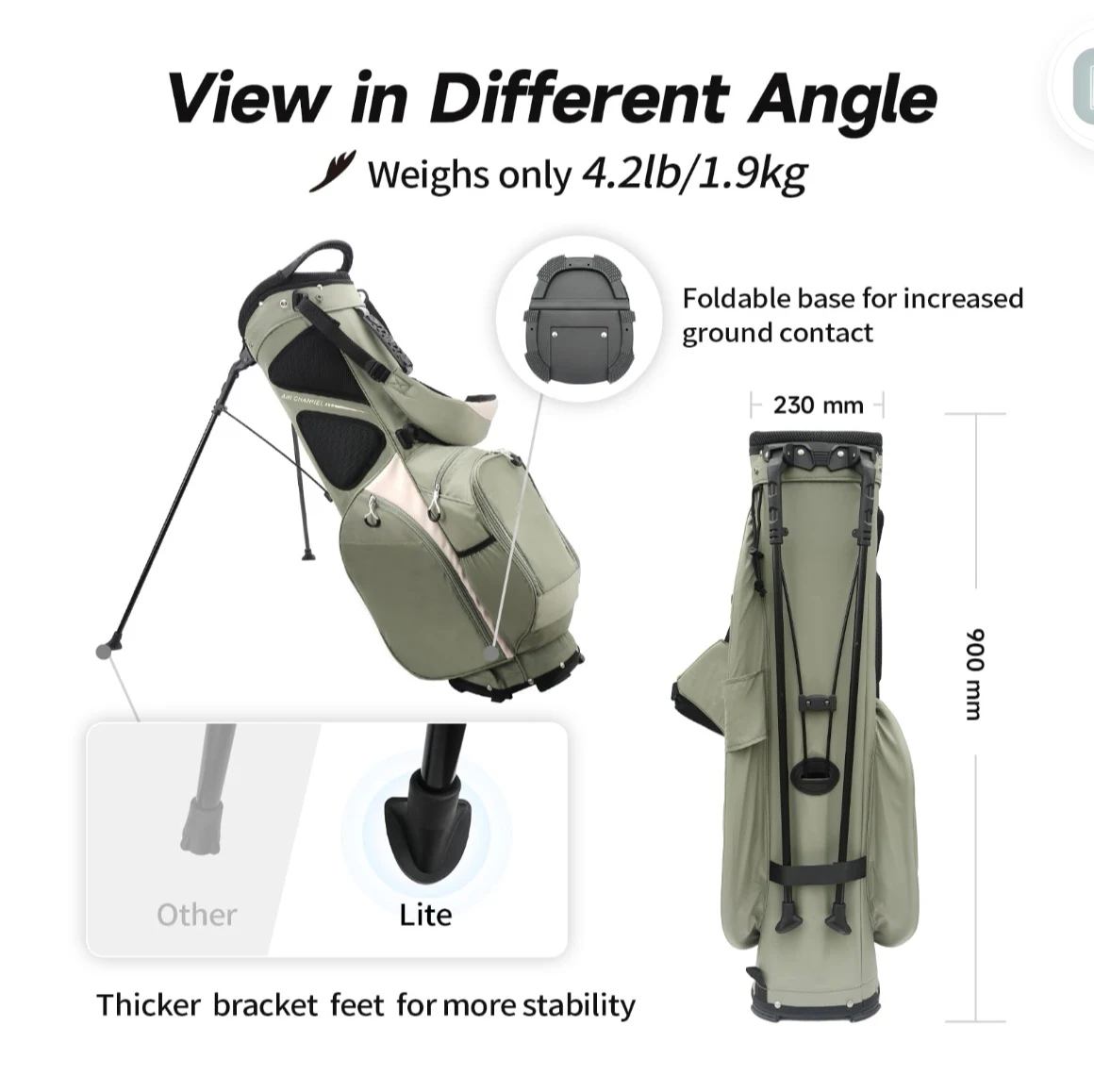 Golf Bag Men's Vertical Support Rod Camouflage Bracket Women's Small Lightweight Golf Bag Storage Bag Storage 7 Way Dividers