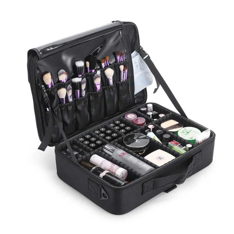Portable Large Capacity Tattoo Microblading Cosmetic Bag Multifunctional Storage Box with Internal Baffle for Eyelash Tools