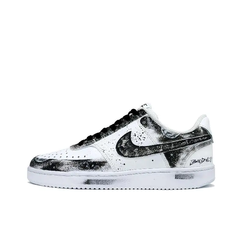

[На заказ Dark Shadow Knight] Мужские туфли для скейтборда Nike Court Vision 1, низкие, белые, черные