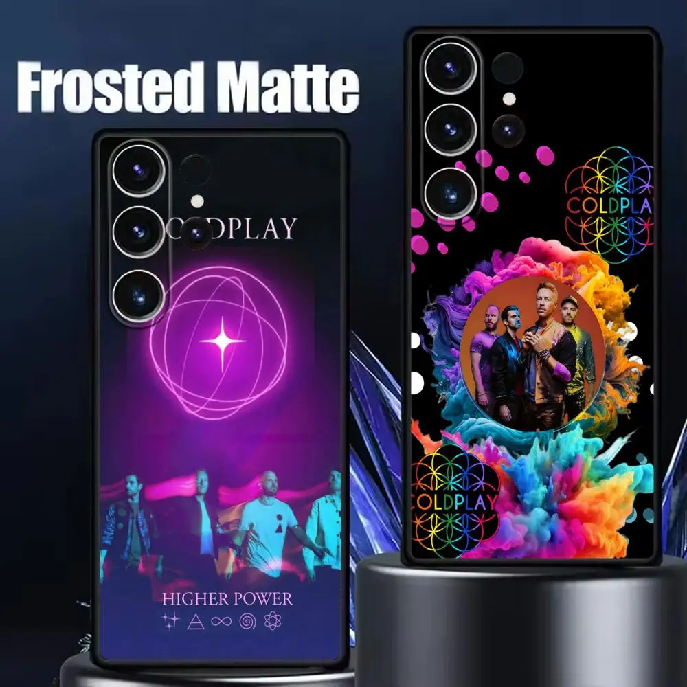 Coldplay Phone Case For Samsung Galaxy S26 S25 S24 S23 S22 S21 Plus Ultra Note20 Soft Black