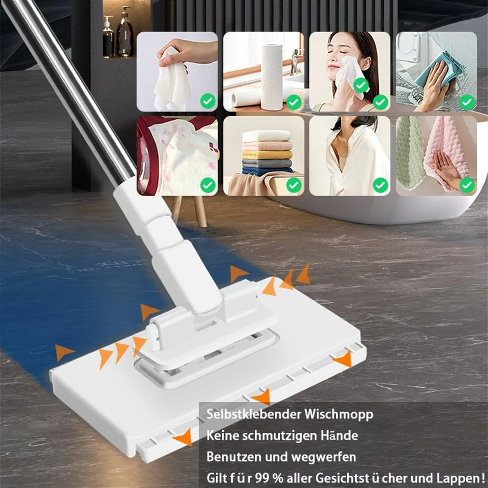 Mini Face Towel Mop Accessory 100cm Lazy Cleaning Tool Reusable Clamp Mop Head Home Kitchen Bathroom Desk Cleaning 2026 Trending