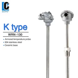 Armored Stainless Steel K Type Furnace Thermocouple WRN-130/230 High Temperature Temperature Probe Sensor