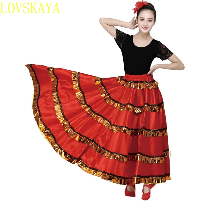 Spaanse Flamenco Rok Bullfight Dansjurk Kostuums Podium Optreden Feest Rode Rok Vrouwen Kleding