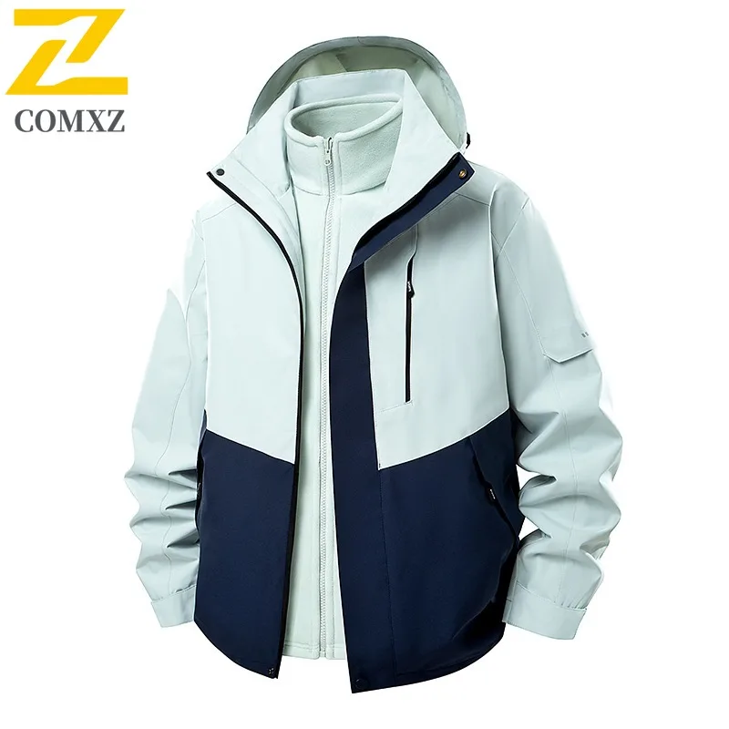 COMXZ متعددة الوظائف الفاخرة الرجال سترة في الهواء الطلق رحلة معطف دافئ خفيف أنيق مقنعين دافئ الباردة والدليل على الشتاء ملابس جديدة #4