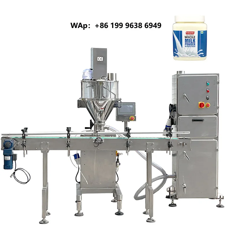 Full Automatic Jar Bottle Chili Spice Flour Milk Powder Auger Dosing Filler Dry Powder Screw Filling Packaging Packing Machine