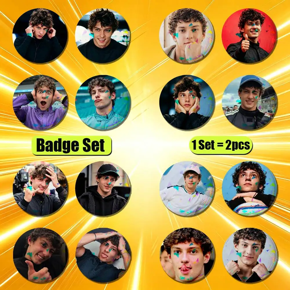 For Andrea Kimi Antonelli Badge Pin Insignia 2 Pcs Set Round Button Emblem Laser Film Cosplay 25mm Custom