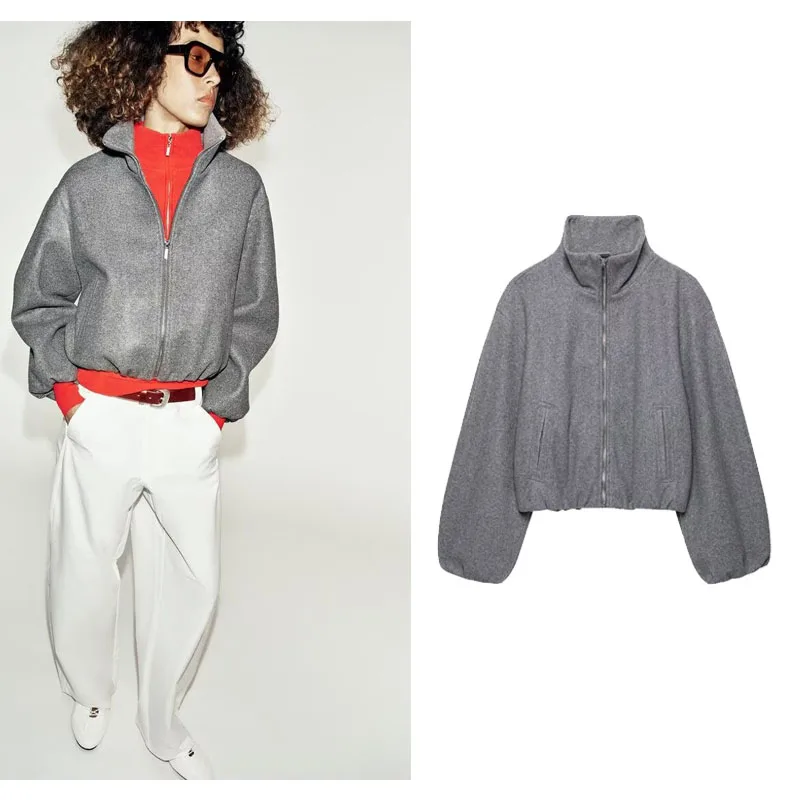 Early Autumn New Arrival Women's Fashionable Pilot Jacket Outerwear ZR Style 3046334 Polyester Fiber Loose Fit Short Coat