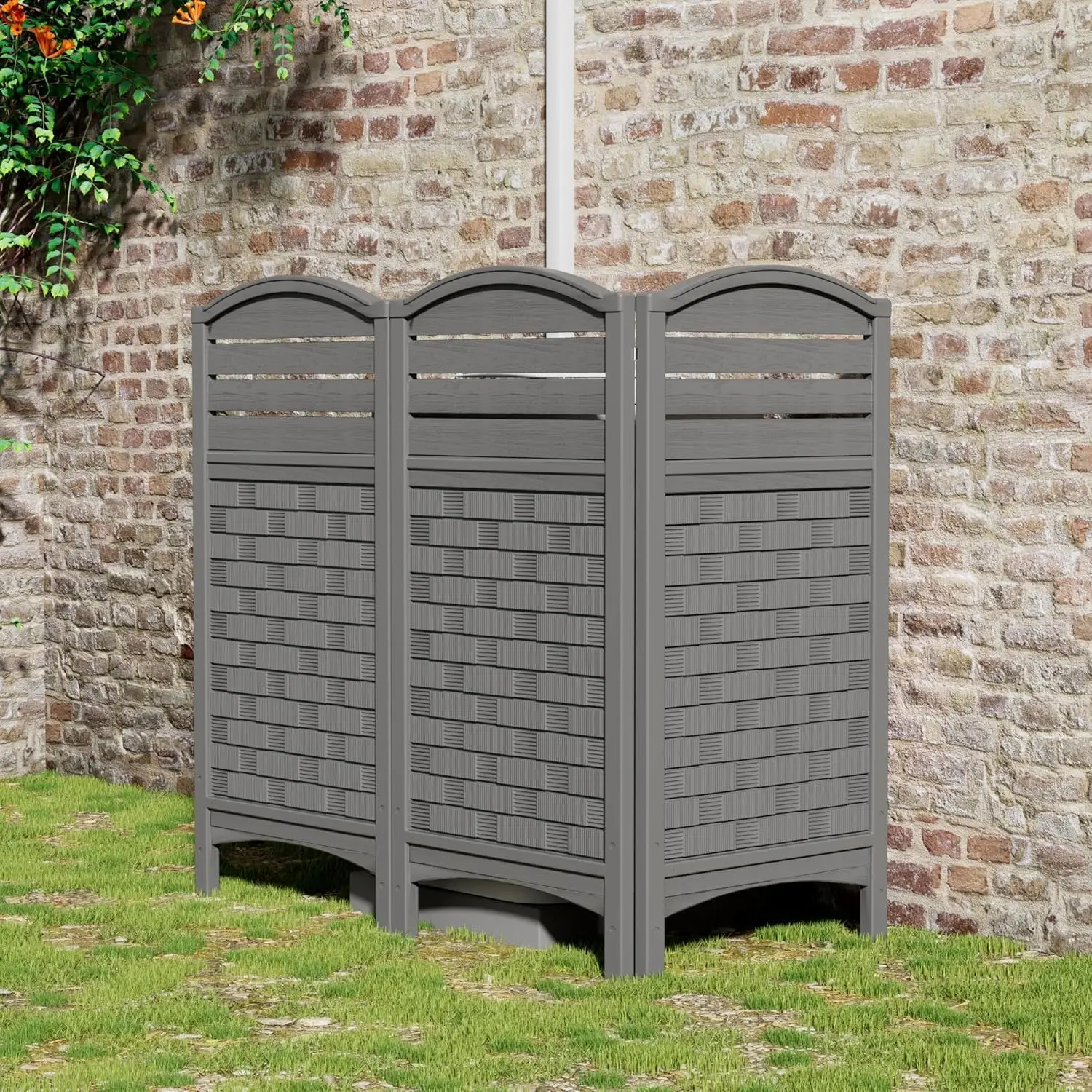 ألواح الخصوصية للسياج الخارجي، ألواح سياج الخصوصية من الراتنج للخارج، مكيف الهواء/علبة القمامة/علبة معدات حمام السباحة، 4 عبوات #6