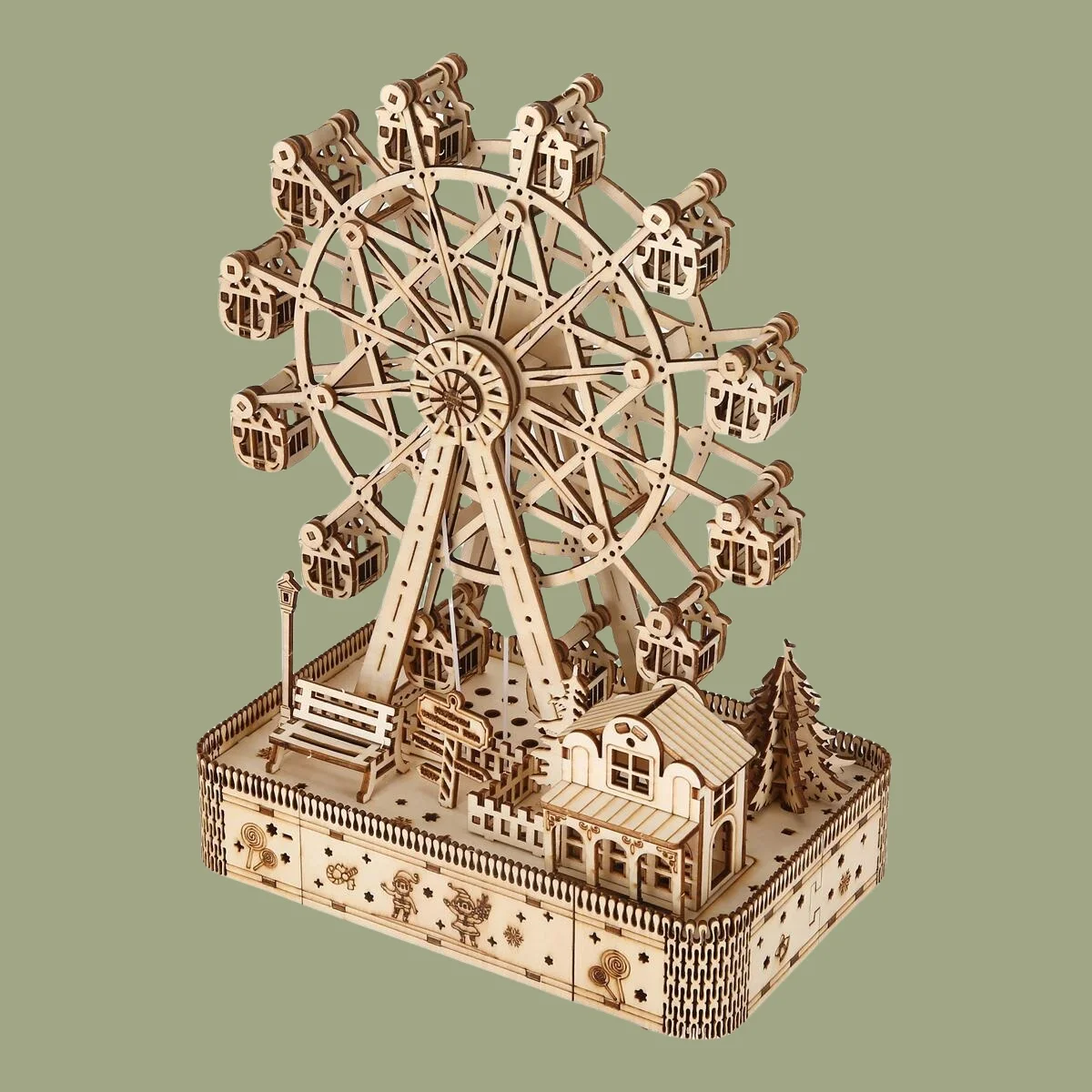 

3D деревянные пазлы для взрослых, колесо обозрения, музыкальная шкатулка, наборы моделей для рукоделия ручной работы для женщин, подарки на день рождения и Рождество
