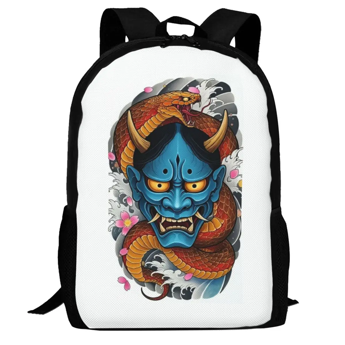 Oni Demon Gaiter Japanese Samurai Ronin Face Backpack Daypack Large Capacity BookBag School Bag Shoulder Bags for Men Women