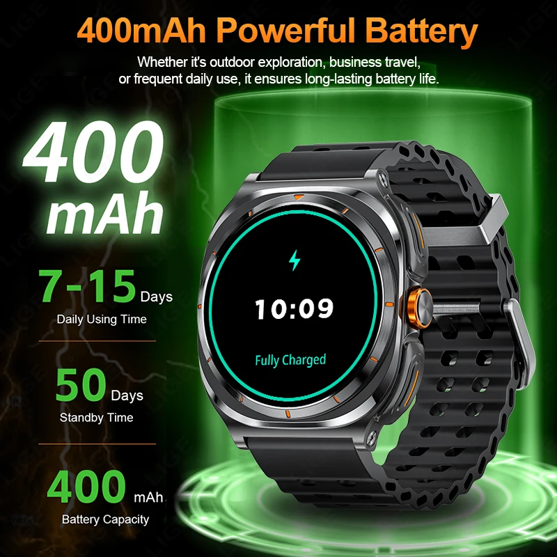 LIGE TWS 2-in-1 Wireless Headset Smart Watch 7 Ultra AMOLED HD Screen Smartwatch With Earbuds Bluetooth Call Sports Watches Men
