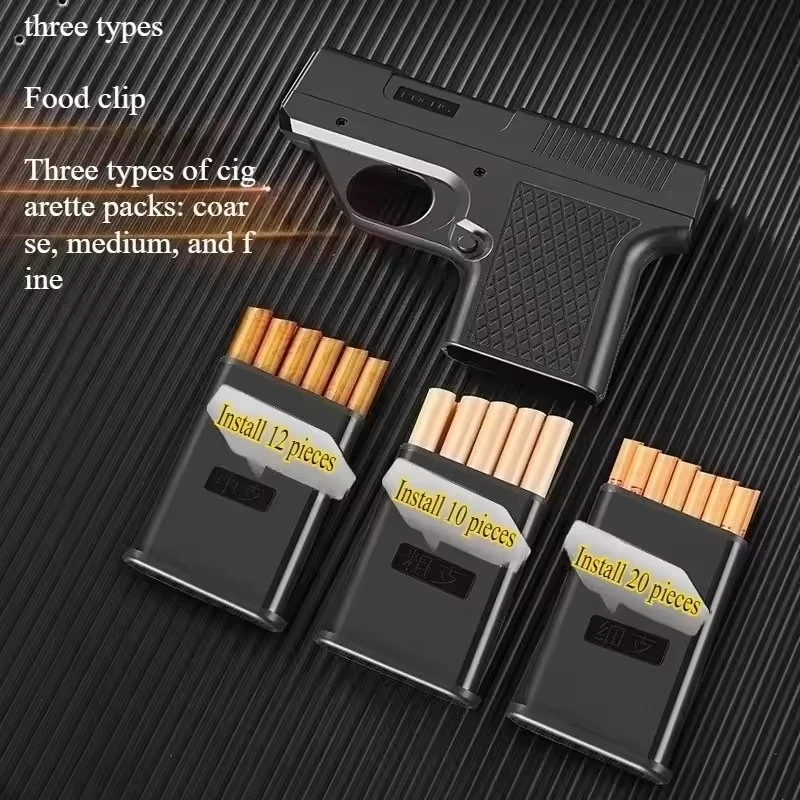 Picture 3: Windproof Capacity 10PCS Pistol style Inflatable Lighter with 3 Cigarette Boxes Jet style Deep Blue Flame Lighter Smoking Gift