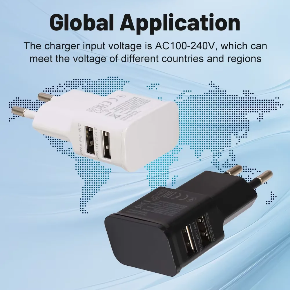 5v1a European standard charger dual USB charging head 5v2a fast charging head mobile direct charging charger head