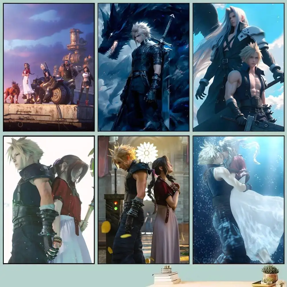 Classic Final Game f-fantasy Posters Self Adhesive Waterproof Ideal For Living Room Bedroom Bar Decoration