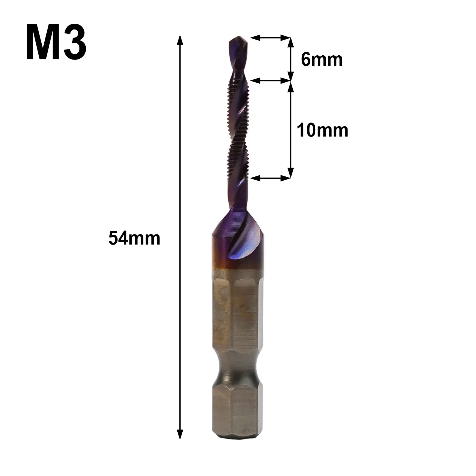 Screw Bit Tap Drill Bit High-speed Steel HSS Hex Shank Screw Machine 1/4 Hexagon Shank 1Pcs Compound Tap M3-M10