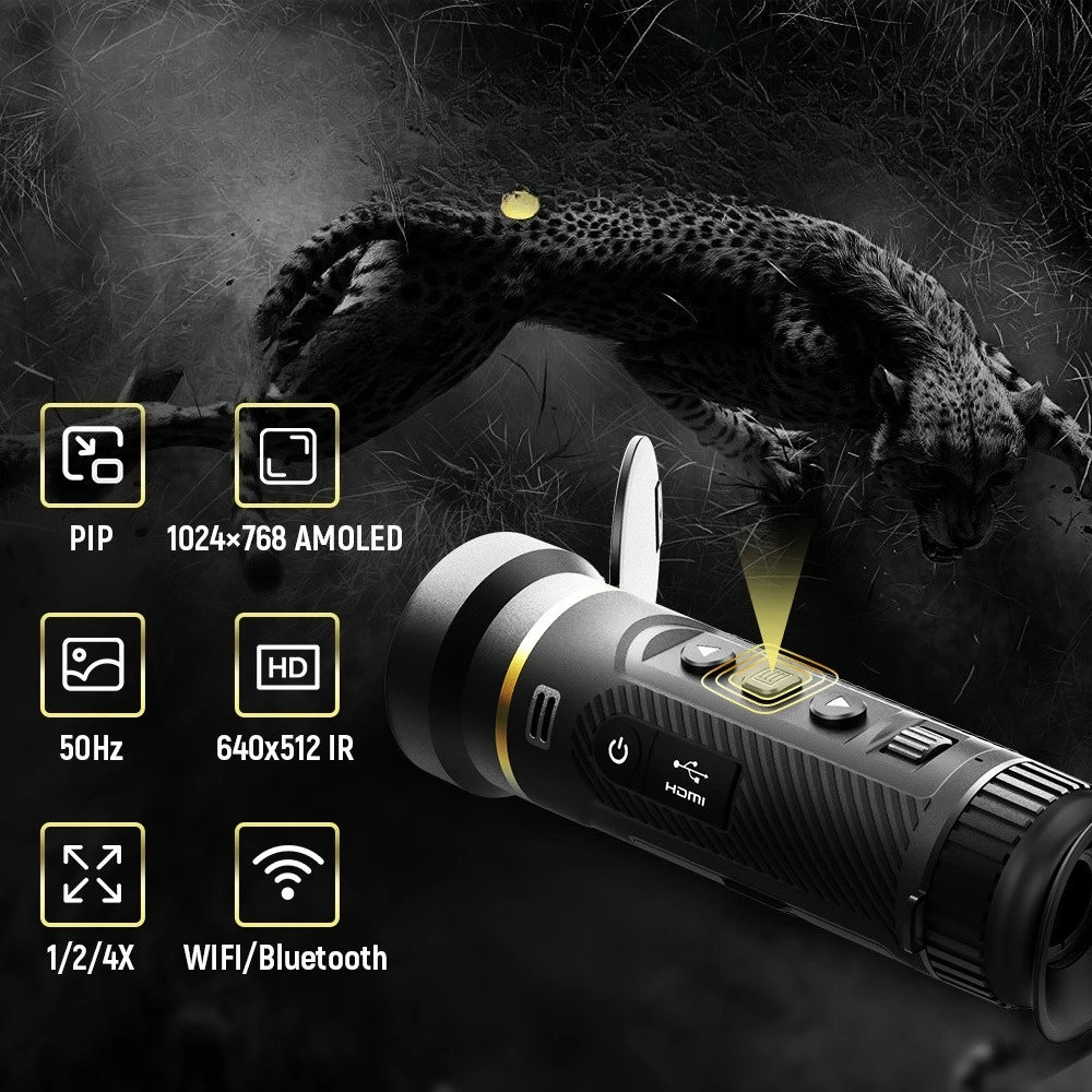 Infrared Thermal 50mm Lens Monocular with 0.39-inch CMOS for Night Vision Outdoor  and Observation  Scope