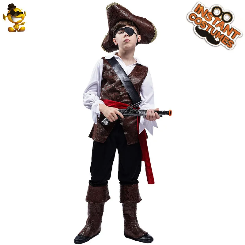Fantasia de pirata infantil para Halloween, capitão pirata para meninos, cosplay, festa, performance de palco