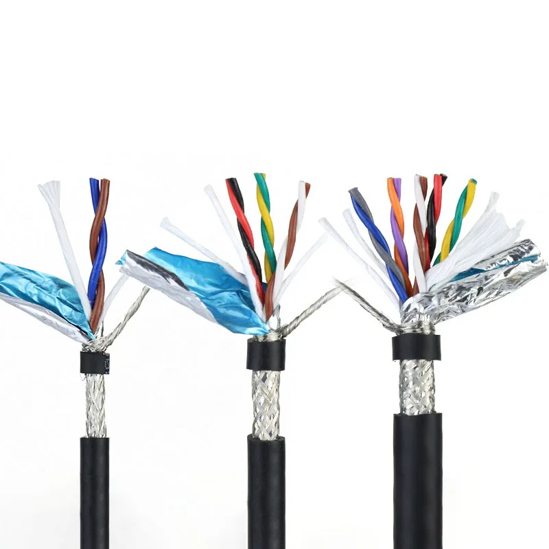 Twisted Pair Shielded STP Cable2/4/6/8/10/12/14/16Core TRVVPS26/24/22/20/18/17AWG Black Insulated CNC Cable Encoder Control Wire