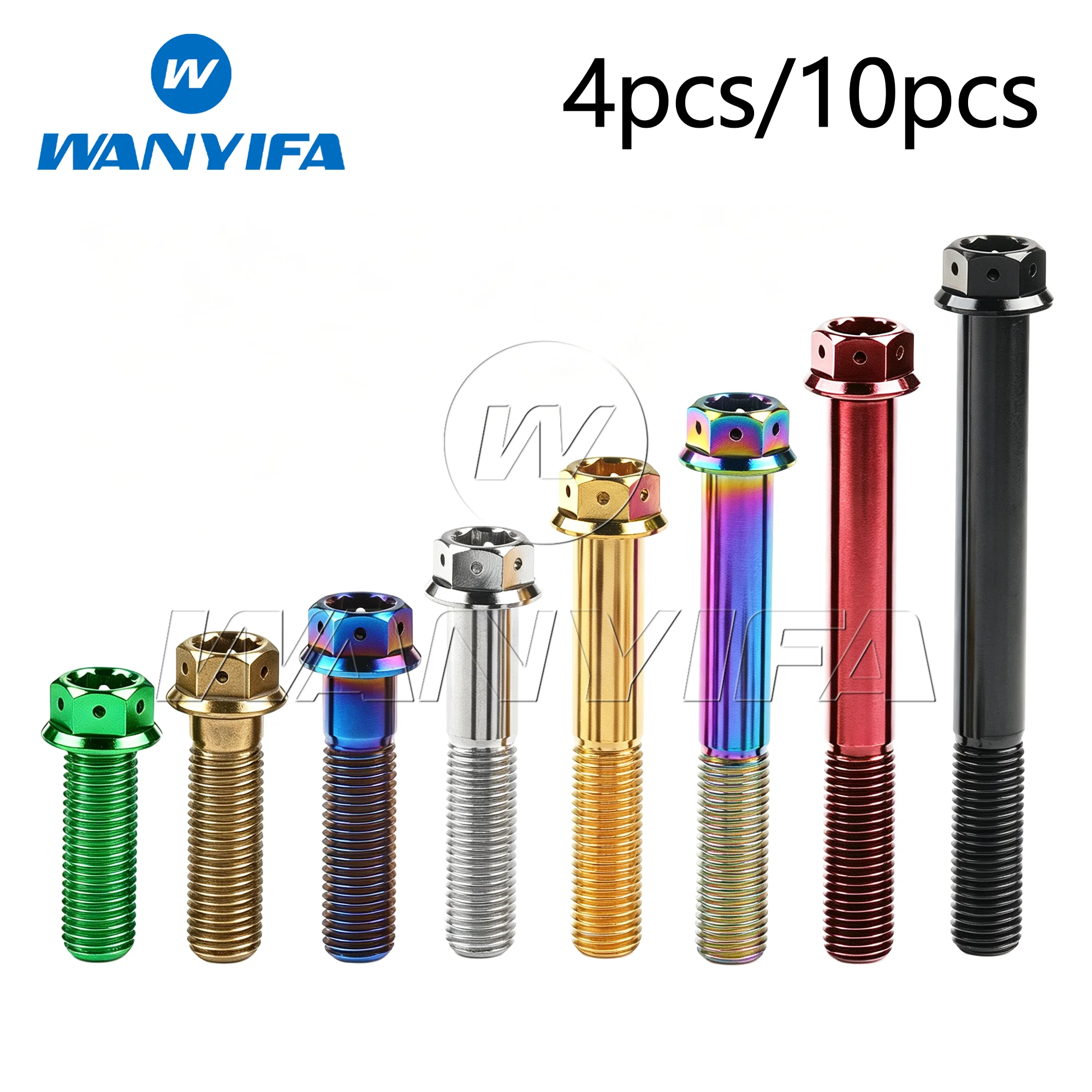Wanyifa Titanium Bolt M8x15/20/25/30/35/40/45/50/55mm Flange Inner Hexagon Head Screws for Motorcycle Brake Calipers 4/10pcs