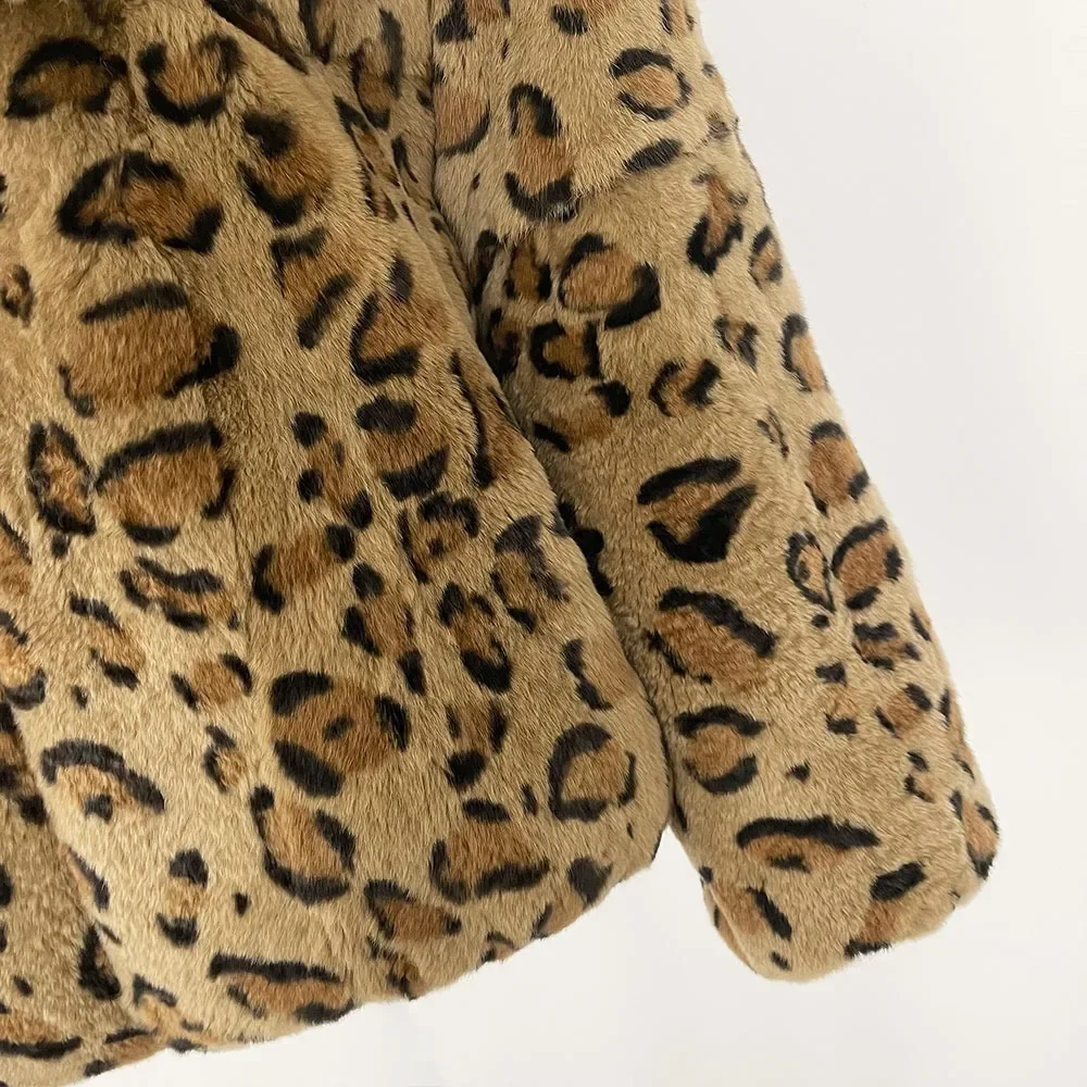 Veste en fourrure de lapin naturel léopard chaud femmes 2025 nouveau automne hiver court imprimé léopard réel manteau de fourrure de lapin vêtements d'extérieur femme