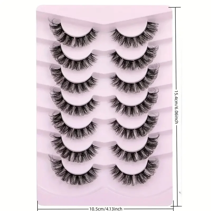 Faux cils 3D en vison, aspect naturel, 7 paires, bande légère, sans formaldéhyde, application facile à faire soi-même