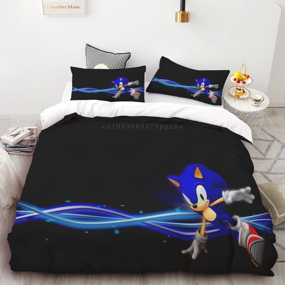 

Duvet Cover 3D Exquisite Sonic Wallpaper Anime Digital Printing Bedding Set Quilt Bed Teenagers Children Girls Boys Gift Decor