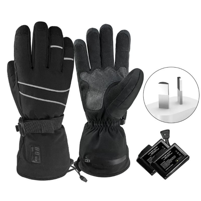 Heated Cycling Gloves Touch Screens Thermal Gloves Windproof Winter Warm Gloves X5QF