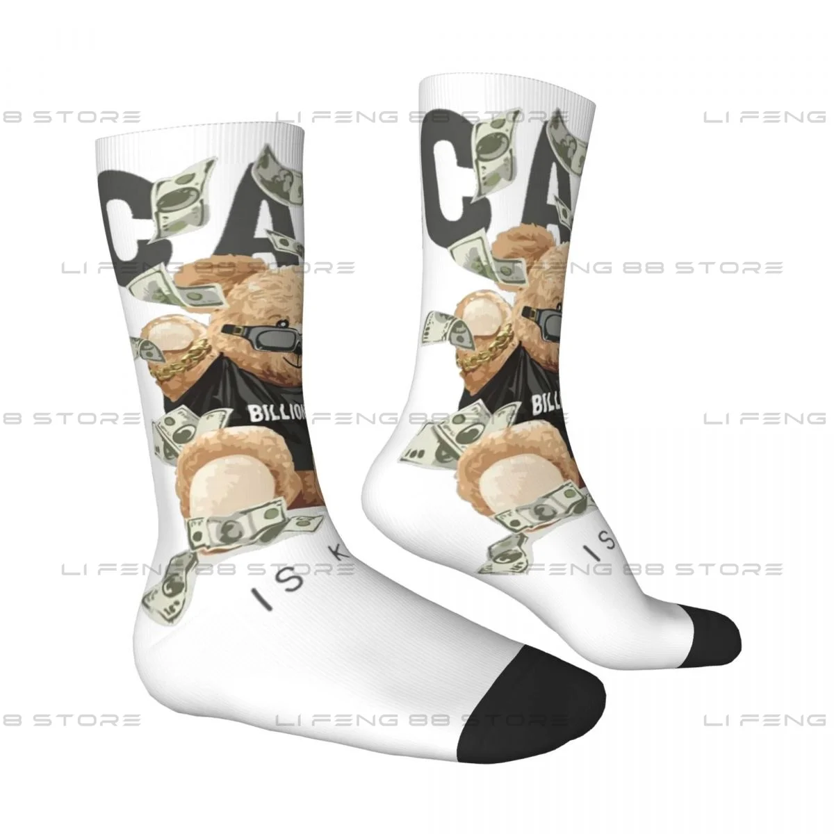 Money Teddy Bear Unisex Winter Socks Bear Billionaire Windproof Happy Socks Street Style Crazy Sock