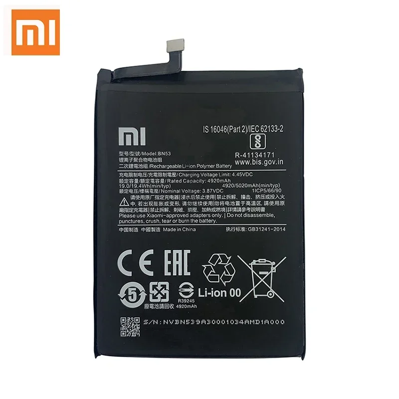 100% Original Xiao Mi BN53 5020mAh Phone Battery For Xiaomi Redmi Note 9 10 Pro Note9 Pro With Fast Charging Batteries Bateria