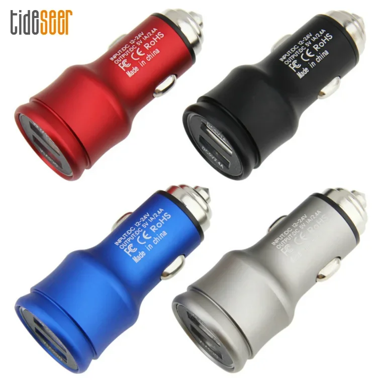 Car Charger Universal 2.4A Dual Ports USB Phone Charging Adapter Car-charger For Mobile Phone Samsung Xiaomi iPhone 100pcs